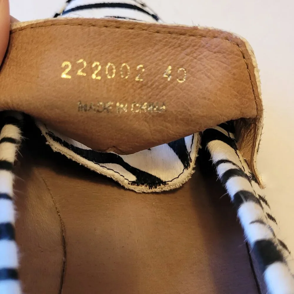 ALL BLACK Zebra Print Calf Hair Lug Lady Loafer 40